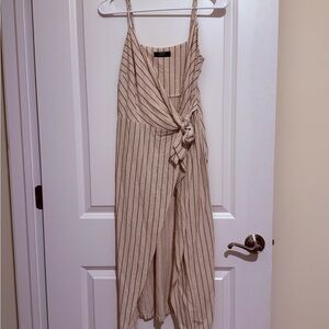 Bershka Cream and Black Pinstripe Top